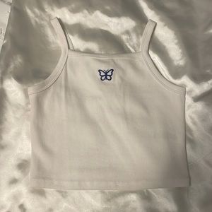 cute white butterfly crop top